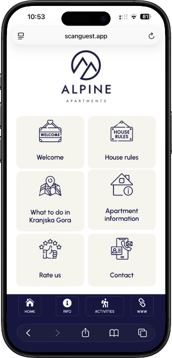 Mobiler SCANguest digitaler Gästeführer für Gäste auf einem Smartphone